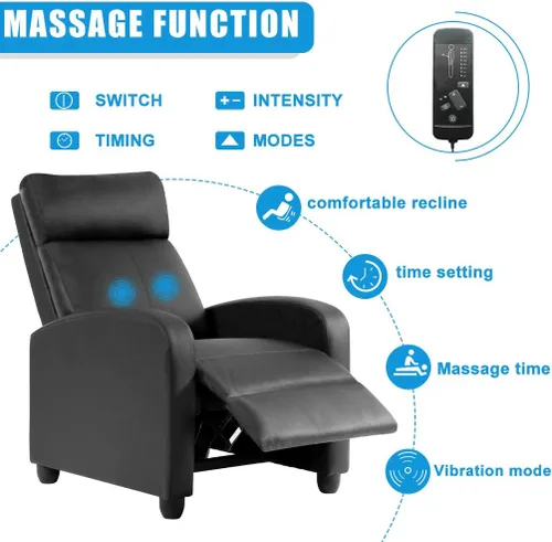 Vista 4 de Silla reclinable para sala de estar, sofá reclinable de masaje, asiento de cine en casa, moderna silla reclinable Winback, sofá individual, silla