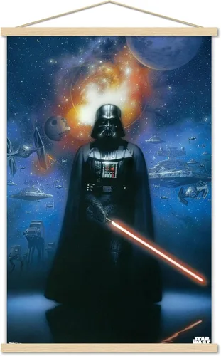 Vista 10 de Trends International Star Wars: Saga - Póster de pared de Vader in Space, 14.725 x 22.375 pulgadas, versión enmarcada de madera de granero