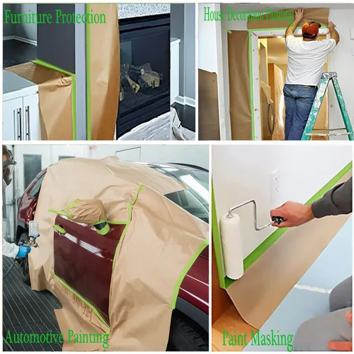 Vista 3 de Papel de enmascarar, papel de enmascaramiento de pintura con adhesivo, rollo de papel para pintores de 20 pulgadas x 50 pies, papel para pintores
