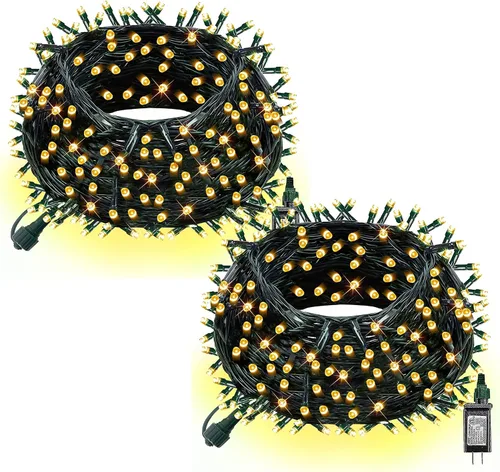 Vista 18 de Dazzle Bright - Guirnalda de luces de Navidad para exteriores, 1000 luces LED de 328 pies, enchufe de luz de hada con control remoto, 8 modos