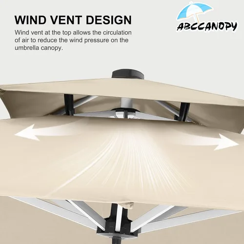 Vista 7 de ABCCANOPY Patio Umbrella Cantilever Double Top Outdoor Offset Umbrella with 360° Rotation