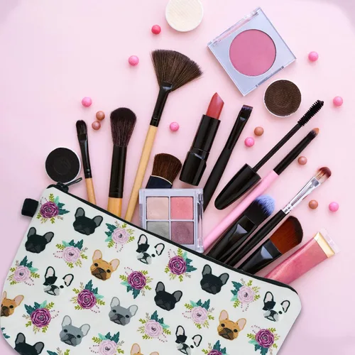 Vista 3 de Bolsas de cosméticos para mujeres, pequeña bolsa de maquillaje con girasol para bolso, bolsa de aseo de viaje, accesorios organizadores, neceser
