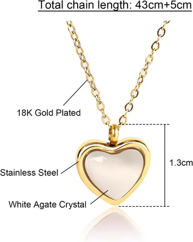 Vista 5 de Temoto Valentines Day Girlfriend Gifts Necklace - Gold Carnelian Crystal Heart Necklace for Women Teen Girls Love Gifts for Her
