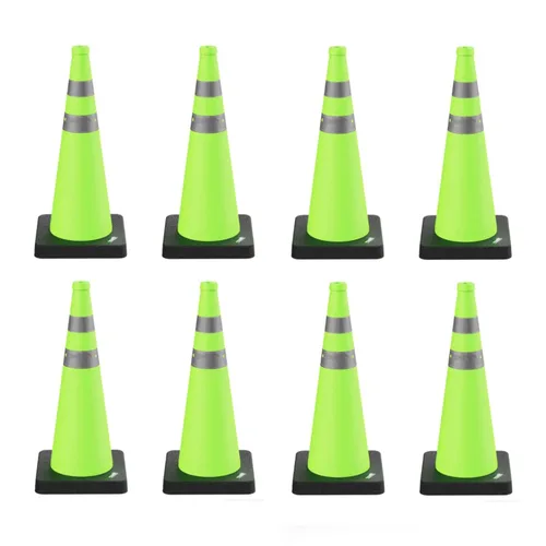 Vista 10 de BATTIFE [1 Paquete] Conos azules plegables de seguridad de tráfico de 28 pulgadas con base negra pesada, conos emergentes multiusos con collar