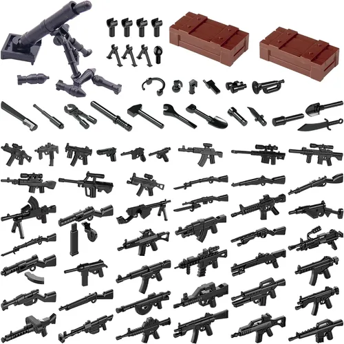 Vista 13 de Paquete de armas militares, bloques de construcción para figuras de soldado, kit de equipo del ejército, piezas y accesorios de piezas compatibles