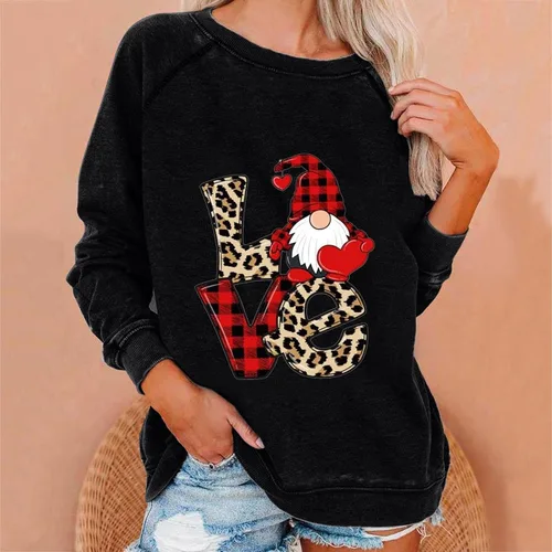 Vista 2 de SIUMOPA Hanging With My Merry Gnomies Funny Sweatshirt for Women Christmas Graphic Print Pullover Oversized Soft Shirts Top
