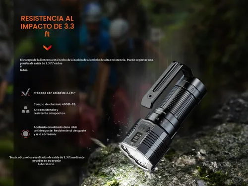 Vista 12 de fenix LR60R, linterna LED recargable de largo alcance ultra brillante 21,000 lúmenes 3,559.7 ft 113 horas máximo carga rápida de 45 W