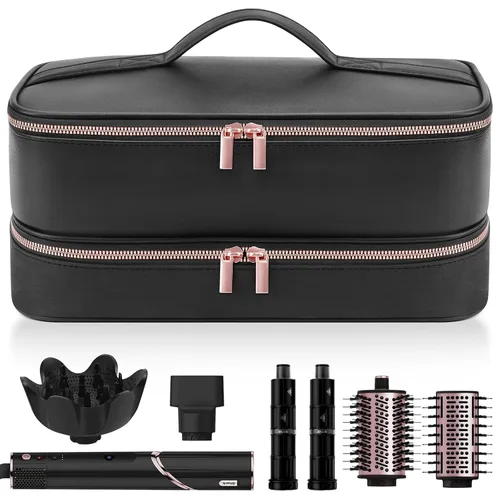 Vista 7 de Funda de viaje para secador de pelo Shark FlexStyle, bolsa de secador de pelo de doble capa, organizador de herramientas de belleza, bolsa
