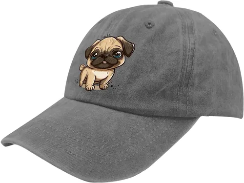Vista 2 de Sombrero de papá con diseño de carlino y perro, para mujer, estilo vintage, ajustable