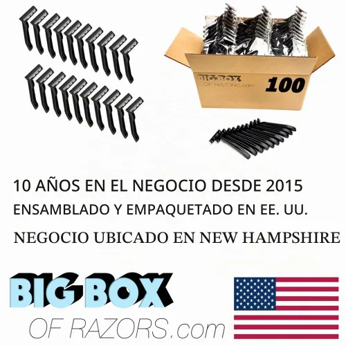 Vista 7 de 100 maquinillas de afeitar desechables negras de doble hoja a granel, uso profesional o doméstico