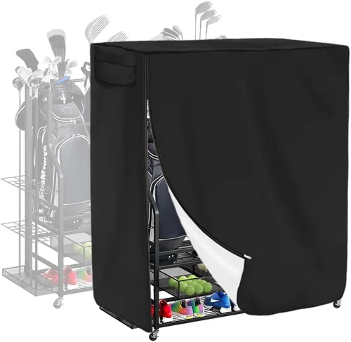 Vista 7 de Bolsa de golf para almacenamiento de garaje, cubierta impermeable para bolsa de golf, cubierta de estante para equipo de golf con cremallera, fácil