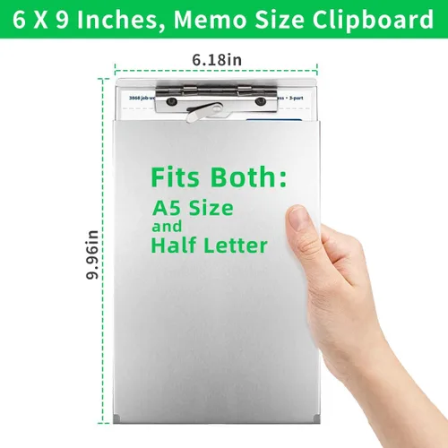 Vista 2 de Sunnyclip Portapapeles de aluminio con almacenamiento (tamaño momo), carpeta de metal reciclado que se adapta a papel de hasta 5.66 x 9.5 pulgadas