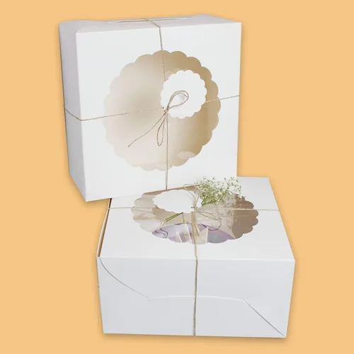 Vista 7 de Cajas de Pastel Kraft con Ventana (10 piezas) - Cajas de Panadería Marrones para Pasteles, Donas, Tartas, Galletas, Cupcakes, Chocolates, Postres