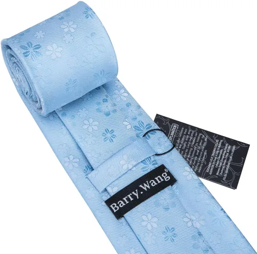 Vista 6 de BarryWang Conjunto de corbata para hombre diseño de cachemira de seda maciza con bolsillo cuadrado extra largo para boda formal