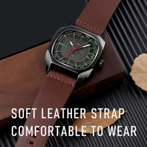 Vista 6 de findtime Relojes para hombre con correa de cuero de 10.039 in, reloj analógico impermeable de 98.4 ft para hombres