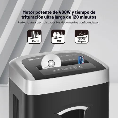 Vista 2 de Wingwise Trituradora de papel de 15 hojas resistente para oficina en casa