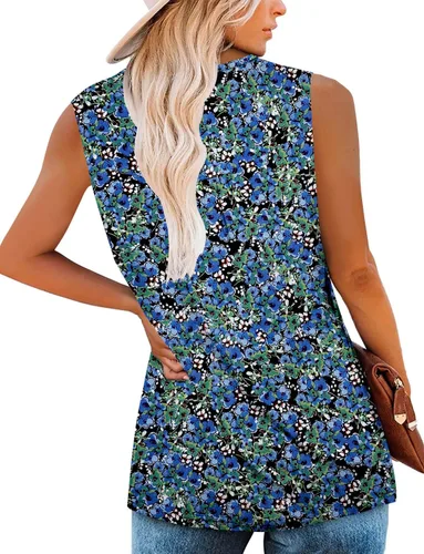 Vista 4 de Camisetas sin mangas para mujer y camisetas florales de verano de manga corta