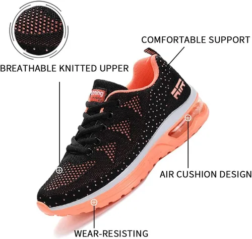 Vista 3 de Lamincoa - Tenis para correr para mujer, de malla con cojín de aire, ligeras, para deportes, transpirables, fáciles de caminar, tenis