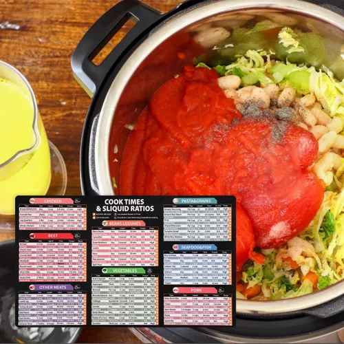 Vista 6 de Imán de hoja de trucos de olla instantánea, guía magnética de olla instantánea transparente y fácil, varias categorías de alimentos, accesorios