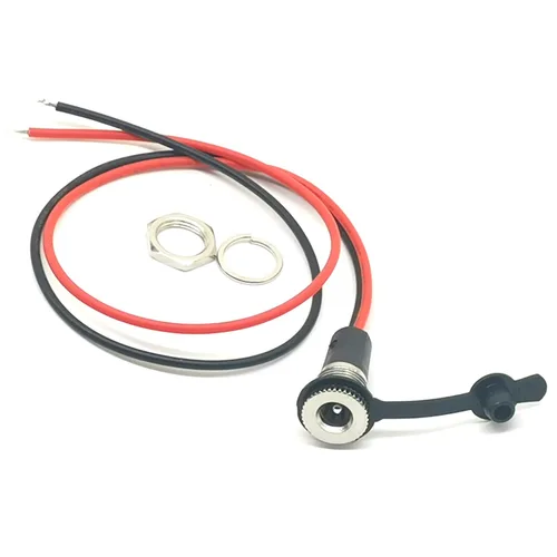 Vista 2 de Paquete de 0.217 x 0.083 in 10A DC-099 Adaptador de conector hembra roscado con tapa de cubierta impermeable de 11,8 pulgadas