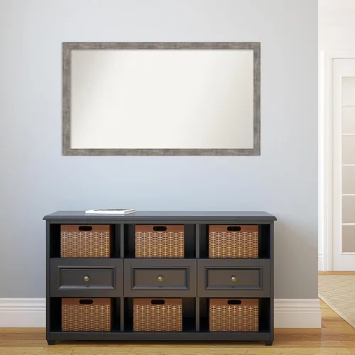 Vista 5 de Amanti Art Silver Bathroom Mirror for Over Sink, 26x45 Custom Made Marred Pewter Rectangle Vanity Mirror, Oversize Casual Wood Frame, Hangs Estaño