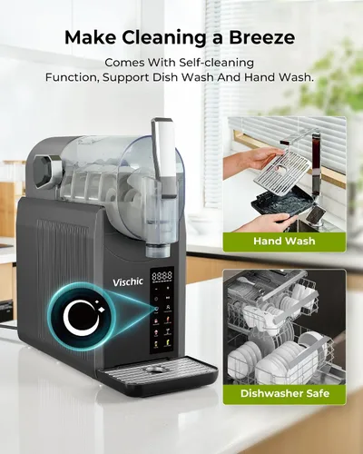 Vista 4 de Máquina de granizado para el hogar, máquina de bebidas congeladas con 7 programas preestablecidos y limpieza automática, fabricante de granizado Gris