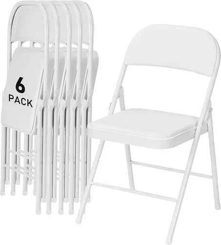 Vista 18 de SEALAMB Paquete de 4 sillas plegables con asiento cómodo, marco de metal resistente, sillas apilables portátiles para bodas, fiestas, oficina
