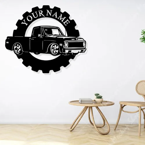Vista 2 de Letrero de Nombre Personalizado de Metal para Garaje, Placa de Arte Personalizada para Pared, Letrero de Metal para Taller, Regalo para Inauguración