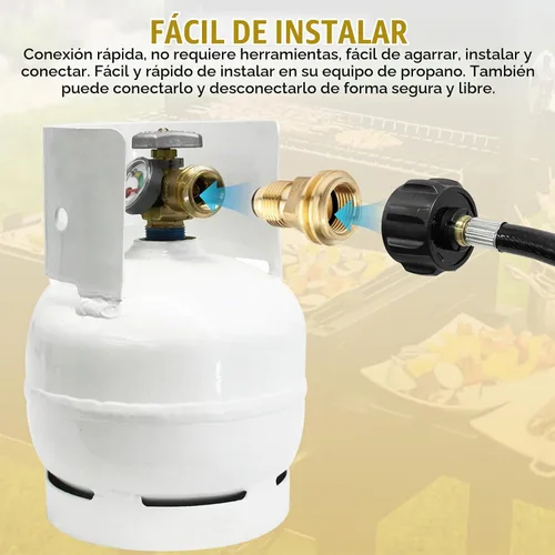 Vista 5 de Adaptador de propano POL a QCC1, adaptador de tanque de propano de latón que convierte la válvula de servicio de tanque POL LP a manguera
