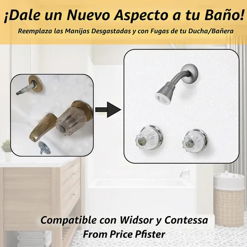 Vista 3 de Kit de reconstrucción para bañera y ducha compatible con Price Pfister – Ver dimensionamiento para el ajuste correcto- Juego