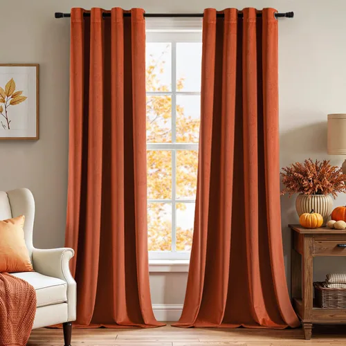 Vista 29 de EMEMA Cortinas de terciopelo negro, 2 paneles de 40 x 63 pulgadas de largo, bolsillo trasero para barra