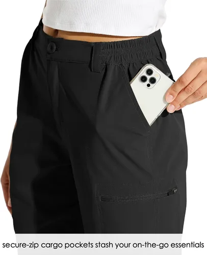 Vista 3 de Willit - shorts de senderismo para mujer, de 10 pulgadas, elásticos, para golf, activos, de secado rápido, pantalones cortos de verano