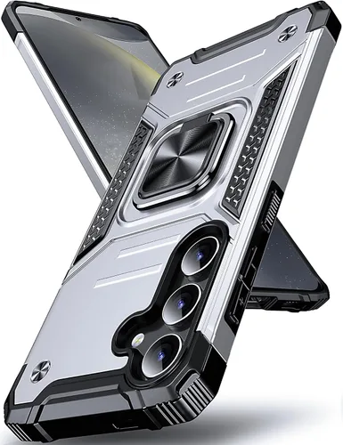 Vista 14 de DASFOND Diseñada para funda Galaxy S8 con soporte, anillo metálico giratorio mejorado de 360°, soporte kickstand de grado militar, resistente a