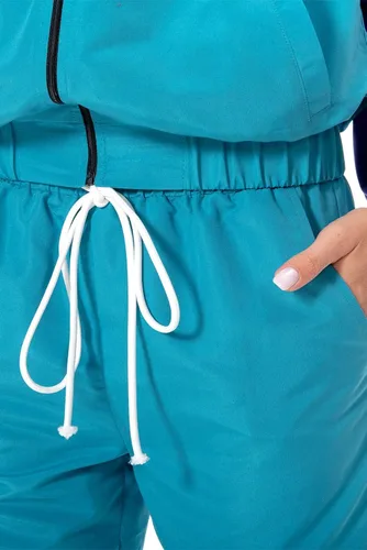 Vista 6 de Conjunto de traje de pista de bloque de color de los años 80, rompevientos de manga larga de los años 90, traje deportivo casual para mujer