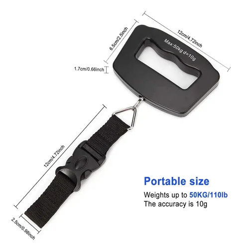 Vista 2 de Báscula digital de equipaje báscula colgante con pantalla LCD retroiluminada, función de tara de hasta 110 libras 110.2 lbs, báscula de equipaje