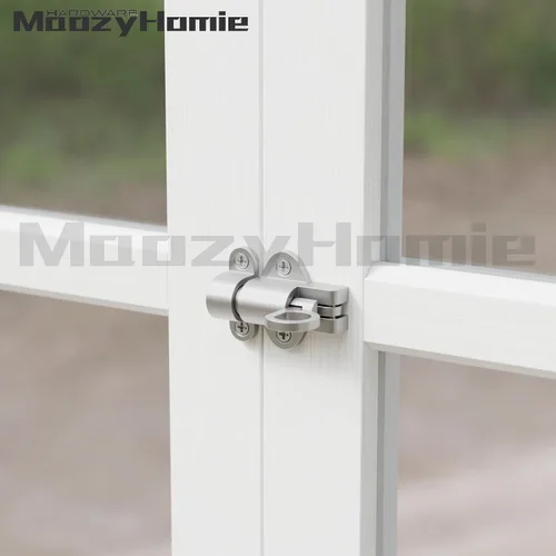 Vista 9 de Pestillos de Cierre Automático, Cerradura de Puerta con Resorte Plateado, Pestillo de Perno Resiliente de Aleación de Aluminio para Puerta, Ventana