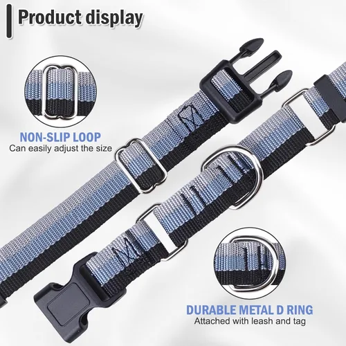 Vista 7 de Martingale - Juego de collar y correa para perro, para caminar, jugar, entrenar, collares reflectantes ajustables con correa para perros pequeños
