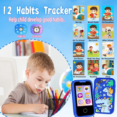 Vista 4 de Teléfono para niños de regalo de cumpleaños, juguete para niñas y niños de 3, 4, 5, 6, 7, 8, 9, 10 años, teléfono inteligente para niños pequeños