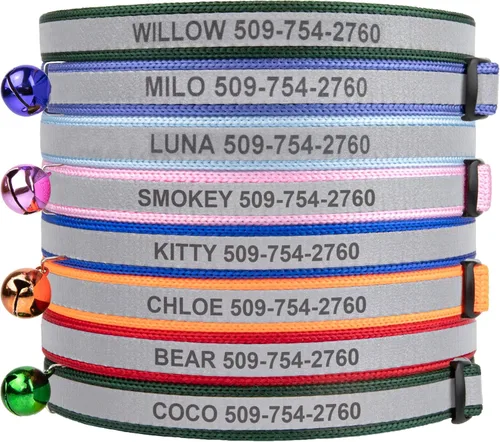 Vista 8 de Collares reflectantes personalizados para gatos, Negro