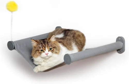 Vista 9 de SVD.PET Escalones de pared para gatos (paquete de 2), escaleras para subir con almohadilla de fieltro reemplazable, estantes para gatos con juguete