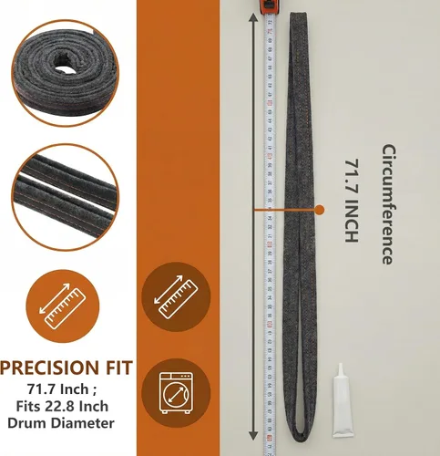 Vista 4 de Actualización 280114 W10521118 697694 Secadora Tambor Kit de Sello de Fieltro Reemplazo W10116343 W10166807 Sello Compatible con Whirlpool Maytag