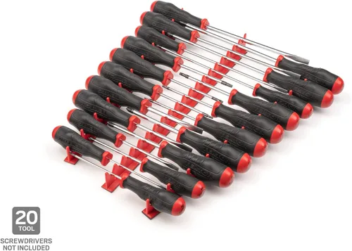 Vista 2 de TEKTON Rieles de destornillador de 20 herramientas (rojo) ODR12101 Fabricado en Estados Unidos