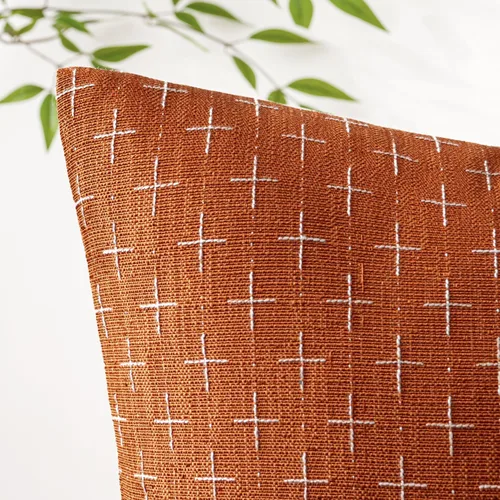Vista 28 de MIULEE - Juego de 2 fundas de almohada decorativas de lino de arpillera navideñas, modernas, estilo campestre, rústicas, tejidas, con textura
