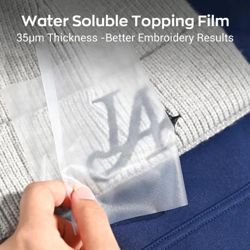 Vista 2 de Poolin Estabilizador de bordado soluble en agua para lavar – Richword Selected Topping Film, 35µm ligero, rollo de 12 pulgadas x 25 yardas