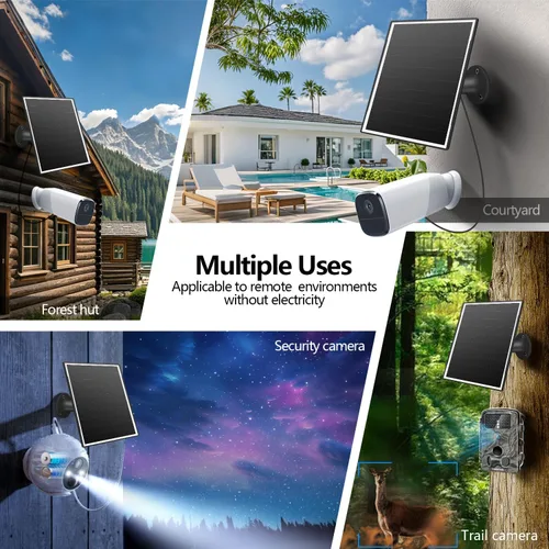 Vista 3 de Panel solar de 8 W para cámara de seguridad al aire libre, micro USB de 5 V y cargador de panel solar USB - C, se adapta a Eufy/Wyze/Reolink DC 5V
