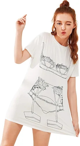 Vista 4 de Floerns Camisón de lencería divertido para mujer, camiseta con estampado lindo