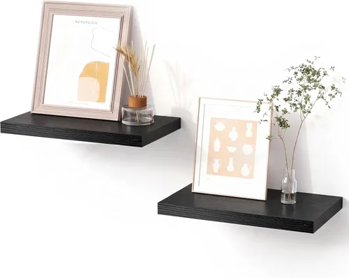 Vista 11 de Estantes flotantes negros pequeños para pared, 12 pulgadas, juego
