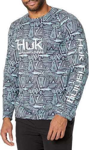 Vista 51 de Huk Pursuit Vented LS para hombre Refracción Fish Fade - San Sal/Wahoo