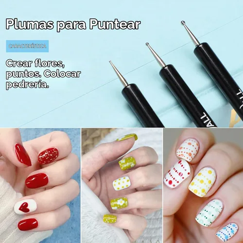 Vista 3 de TEOYALL Pinceles para arte de uñas - Gel constructor, herramientas de punteado, delineador fino Negro