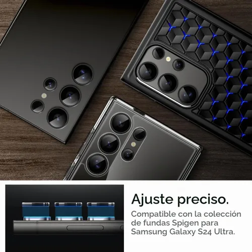 Vista 6 de Spigen Protector de lente de cámara para Galaxy S24 Ultra - Negro titanio [2 unidades] GlasTR EZ Fit Optik Pro, 9H+ Tempered glass, Scratch